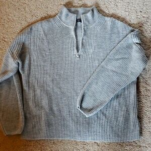 1/4 zip ladies grey knit sweater